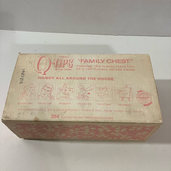 Vintage Q-Tip Box Family Chest Pink Decor 70’s - Picture 2 of 15
